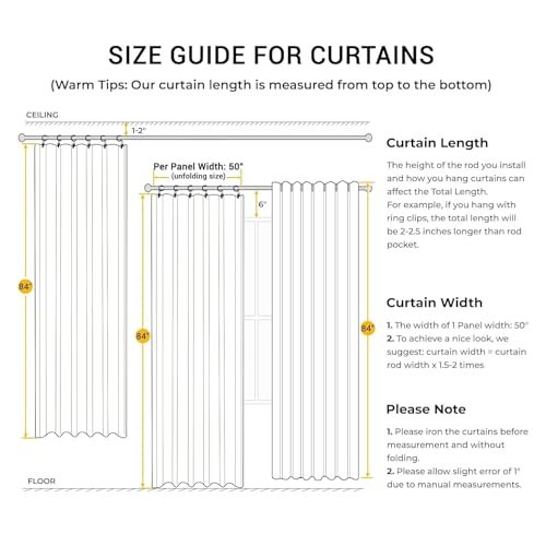 41e1LrwtXwL._SL500_.jpg INOVADAY 100% Blackout Curtains - 84" Long Linen Drapes, Thermal Insulated for Bedroom & Living Room, 2 Panels Beige. - Image 7
