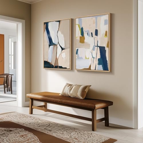 41ecVFdMu8L._SL500_.jpg Large Framed Neutral Abstract Art Set of 2 | Colorful Modern Canvas Prints for Living Room & Office (24x36 in) - Image 2