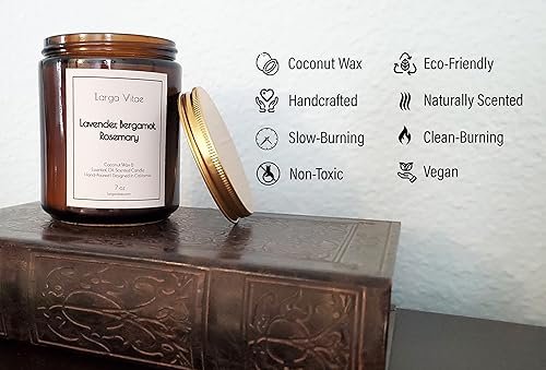 41ey8S1DFRL._SL500_.jpg All-Natural Lavender, Bergamot, Rosemary Aromatherapy Candle, Pet-Safe, Eco-Friendly Vegan Coconut Wax. - Image 2