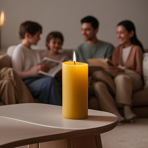 41fGhMHOrsL._SL500_.jpg 4-Pack Natural Beeswax Candles: Long-Lasting 140-Hour Burn Time, Smokeless & Dripless, Organic Pillar Candles for Home Use. Perfect Emergency Light! - Image 3