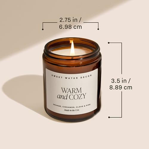 41fVTZu5qRL._SL500_.jpg Sweet Water Decor Fall Soy Candles - Hot Cider, Cinnamon, Cloves, and Nutmeg - 9oz Amber Jar, 40-Hour Burn Time! - Image 7