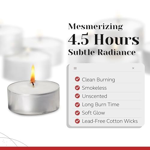 41fcxfWl88L._SL500_.jpg Bulk White Unscented Tea Light Candles in Metal Cups - 250 Votives, 4.5 Hour Burn Time for Weddings & Events - Image 3