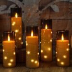 Eebuss Flameless Candles Set of 7 (Grey) with Star String, Battery Operated LED, Timer & Remote for Ambiance Decor. - Image 4
