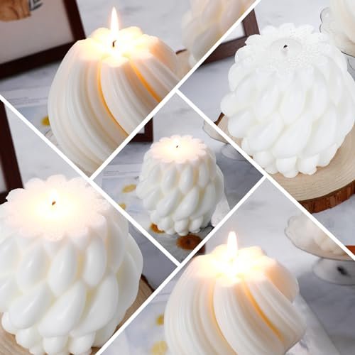 41fzRRX8teL._SL500_.jpg Threlaco 2-Pack Large Handmade Knot Ball & Swirl Pillar Candles - Scented Soy Wax for Home Decor & Gift - Image 5