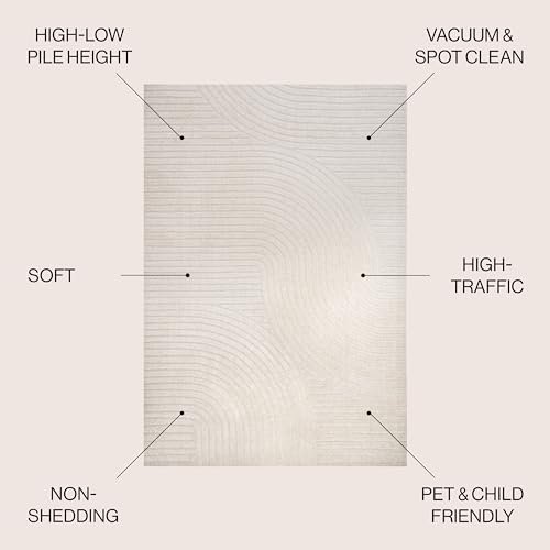 41gBl9UPQ-L._SL500_.jpg JONATHAN Y Hallie 8x10 Minimalist Ivory/Cream Indoor/Outdoor Area Rug, Pet-Friendly, Washable, Stain-Resistant. - Image 2