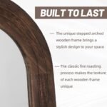 ZHUNFA 71x32 Arched Full-Length Mirror with Solid Wood Frame for Bedroom & Living Room, Brown Finish. - Image 4
