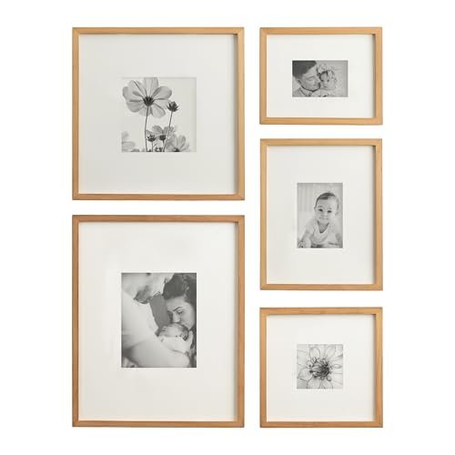 41gh4RyZoLL._SL500_.jpg Kate and Laurel Contemporary Rectangle Photo Frame Set of 5 in Rustic Brown for Stylish Gallery Walls - Image 8