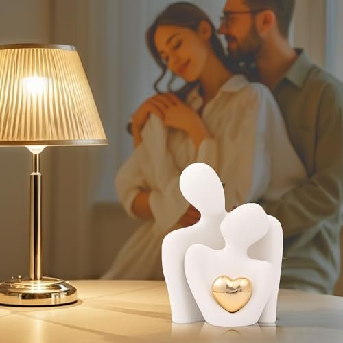 41glQkx5IFL._SL500_.jpg Couples Ceramic Statue for Home Decor - Unique 3.15in Love Figurine for Bedroom & Gifts - Image 2