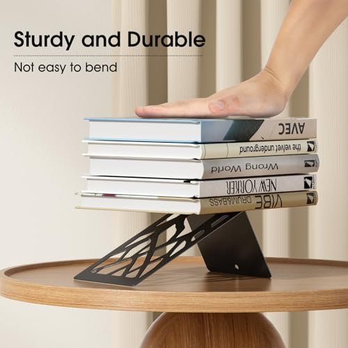 41h6IXZKb6L._SL500_.jpg MaxGear Modern Tree Design Bookends – Sturdy, Non-Skid Metal Holders for Books & CDs, 2 Pairs (4 Pieces) in Black, 7"x4.7"x3.5" - Image 5