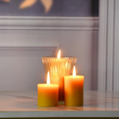 41hCrjO5fCL._SL500_.jpg Natural Beeswax Pillar Candle Set - Smokeless, Dripless, Long-Lasting, 1.89x3.86 inch (2 Pack) for Home Decor & Prayers, Brown - Image 5