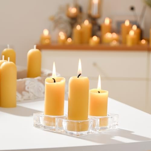 41hKwIz9vaL._SL500_.jpg 4-Pack Small Beeswax Pillar Candles - 10-Hour Burn Time, Ideal for Home, Travel & Power Outages, Classic Style (3.5"x1.3") - Image 5