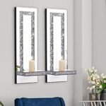 Aeveco Crystal Crush Diamond Wall Candle Sconces - Set of 2 Silver Holders for Living & Dining Rooms (Rectangle Stripe Style 4) - Image 5