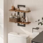 HOOBRO 15-Inch Wall Shelf Set of 2 - Rustic Brown & Black, 2-Tier Storage Shelves for All Rooms - Image 8