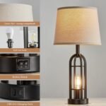 SRJJA Set of 2 Black Table Lamps - Farmhouse Style with USB A+C for Living Room & Bedroom End Tables - Image 5