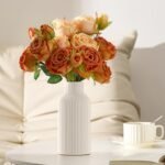 Mfacoy White Ceramic Flower Vase: Modern Minimalist Decor for Home & Office (8 in) - Image 4