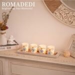 Romadedi Rustic Wooden Candle Holder Set - 4 Glass Tealight Holders for Home Decor, Perfect for Living Room and Gifts. - Image 3