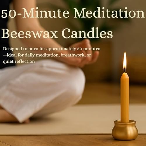 41kuXzqoURL._SL500_.jpg Australian Made 50-Minute Pure Beeswax Candles Set of 20 with Brass Holder - Non-Toxic Stress Relief Gifts for Women. - Image 7