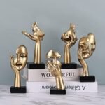 OliRuim 3-Piece Black & Gold Thinker Statue Set – Abstract Art Figurines for Home Decor, 6” - Image 9