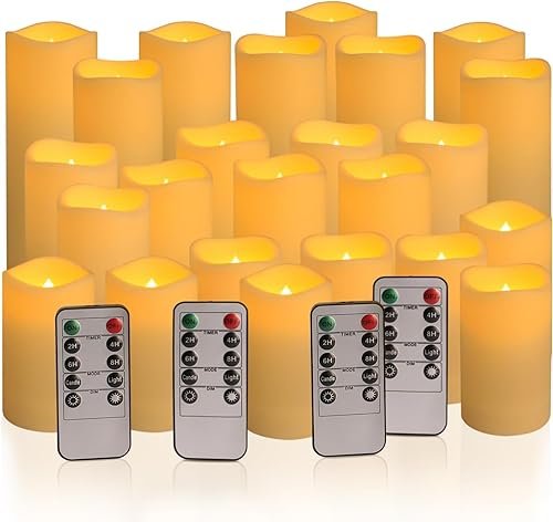 41lwZatm2L._SL500_.jpg YOROXRG 24-Piece Waterproof LED Flameless Candle Set with 4 Remotes & Timers - Perfect for Halloween & Weddings (H: 4" 5" 6", D: 2.2") - Image 8