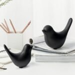 Notakia Black Small Bird Statues - Modern Home Decor Ornaments for Living Room, Bedroom, Office (2 Pcs) - Image 5