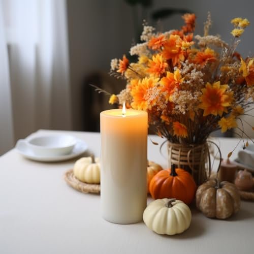 41mCWFBEbOL._SL500_.jpg Set of 6 Unscented Ivory Pillar Candles - 2.8x4 inches, Dripless & Smokeless, 50-Hour Burn for Home, Christmas & Dinner Decor. - Image 8