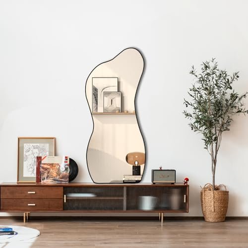 41mKHLmcf6L._SL500_.jpg POZINO Irregular Asymmetrical Wall Mirror, 47.2"x22" Decorative Modern Design for Living Room, Bathroom, Bedroom, Entryway. - Image 8