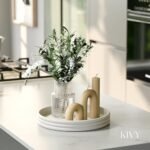 KIVY 11" Round Decorative Concrete Tray - Modern Coffee Table Centerpiece for Living Room & Bedroom (Cream) - Image 7