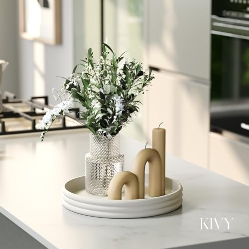 41mk2GVo7vL._SL500_.jpg KIVY 11" Round Decorative Concrete Tray - Modern Coffee Table Centerpiece for Living Room & Bedroom (Cream) - Image 7