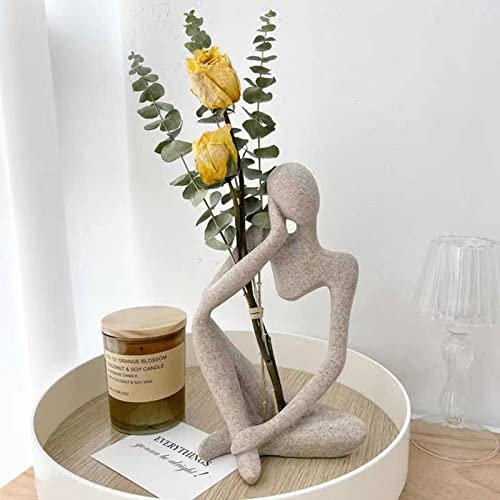 Sandstone Resin Thinker Sculptures - Abstract Ornaments for Housewarming Gifts Thinker Sculptures, Sandstone Resin Thinker Statue Ornaments, Abstract Style Housewarming Gifts, Living Room Dining Desk Decorations (Right, Small)