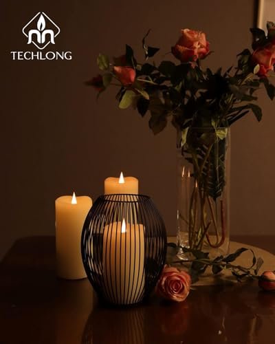 41nYLH0zmFL._SL500_.jpg TECHLONG 3D Moving Flame Flameless Candles: Ivory LED Pillar, 1000+ Hours, Timer, Perfect for Weddings & Christmas, 3"x5" - Image 6