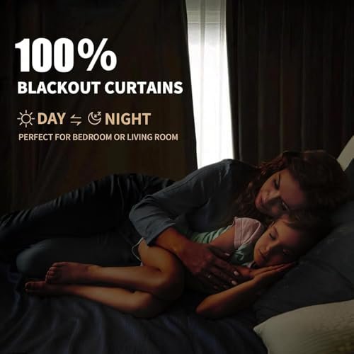 41nzEhILSL._SL500_.jpg INOVADAY 100% Blackout Curtains - 84" Long Linen Drapes, Thermal Insulated for Bedroom & Living Room, 2 Panels Beige. - Image 2