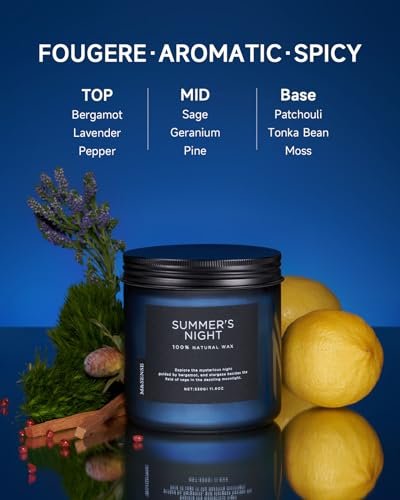 41oMITyEFrL._SL500_.jpg M&SENSE Summer's Night Candle, 11.6oz Natural Soy Wax, Non-Toxic, 2 Wicks, 70 Hour Burn, Ideal Men's Gift for Bedroom. - Image 2