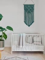 Winterdemoon Handmade Cotton Macrame Wall Hanging in Deep Green for Chic Home Decor. - Image 3