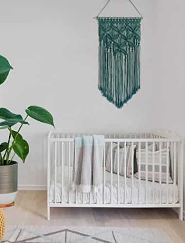 41p7bX12vHL._SL500_.jpg Winterdemoon Handmade Cotton Macrame Wall Hanging in Deep Green for Chic Home Decor. - Image 3