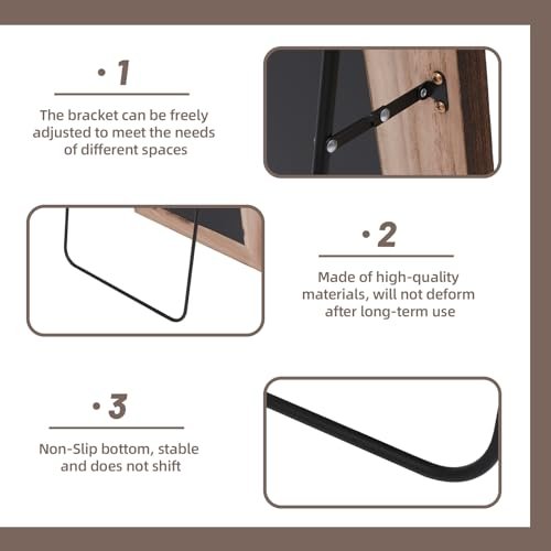41pEMi2S7RL._SL500_.jpg ZHUNFA 71x32 Arched Full-Length Mirror with Solid Wood Frame for Bedroom & Living Room, Brown Finish. - Image 3