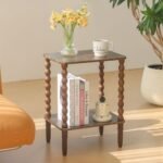 Fultyle Rustic Brown Side Table: Compact 2-Tier End Table with Storage for Small Spaces. - Image 2