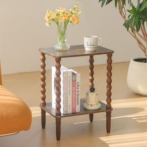 41pxvQ7V7uL._SL500_.jpg Fultyle Rustic Brown Side Table: Compact 2-Tier End Table with Storage for Small Spaces. - Image 2