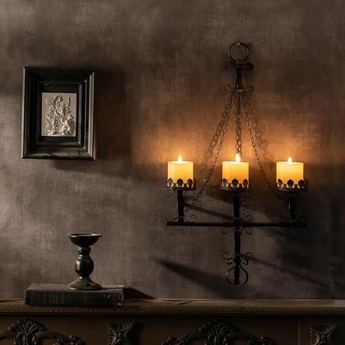 41ql7mgVhL._SL500_.jpg Black Wall Candle Sconces - 3 Iron Candelabras for Gothic Victorian Decor in any Room - Image 3