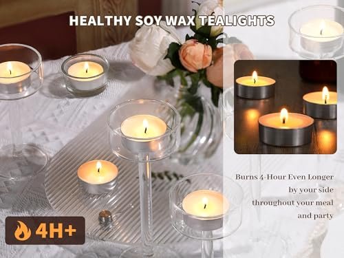 41q0ClwUqxL._SL500_.jpg 100% Natural Soy Tealight Candles | 100 Pack | Unscented, Long Burning for Weddings & Shabbat - Image 5