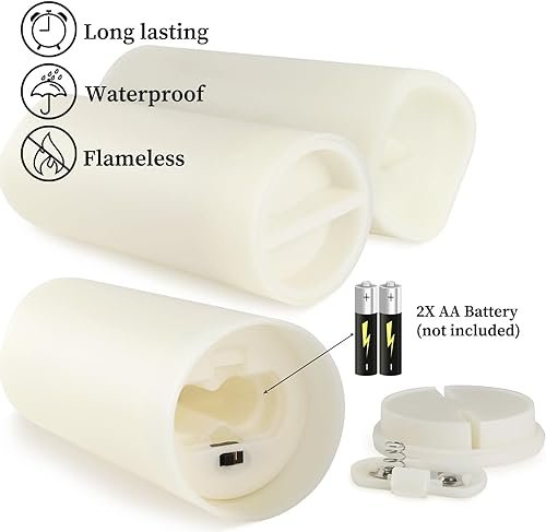 41qUCTiuoWL._SL500_.jpg YOROXRG 24-Piece Waterproof LED Flameless Candle Set with 4 Remotes & Timers - Perfect for Halloween & Weddings (H: 4" 5" 6", D: 2.2") - Image 7