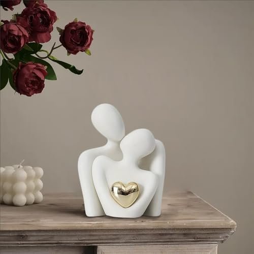 41qfXsdQhnL._SL500_.jpg Couples Ceramic Statue for Home Decor - Unique 3.15in Love Figurine for Bedroom & Gifts - Image 5