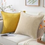 Set of 2 decorUhome 18x18 Euro Chenille Pillow Covers - Elegant Beige Soft Decorative Cushions for Living Room. - Image 7