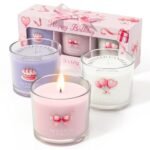 CHILLFLAME Birthday Candles, Scented Candles Gift Set for Stress Relief, 3 Votive Candles for Women and Men, Birthday Candle Gifts for Women (Pink + Purple + White, 7 oz)