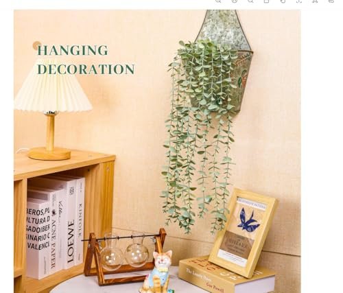 41tDqCTMfBL._SL500_.jpg Der Rose 1Pc Fake Eucalyptus Plant: Artificial Hanging Decor for Vintage Boho Farmhouse and Office Spaces. - Image 4