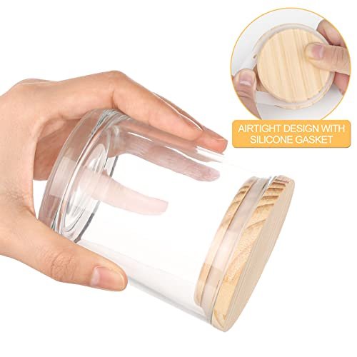 41uKKr4FVgL._SL500_.jpg 12 Pcs SHOWIN 7 OZ Thick Candle Jars with Wood Lids - Empty Candle Making Containers, Clear Sample Jars - Image 3