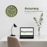 Roymnie 8-Inch Green Silent Wall Clock – Modern Battery-Operated Non-Ticking Decor for Kitchen, Office, Bathroom, Bedroom (Gold) - Image 4