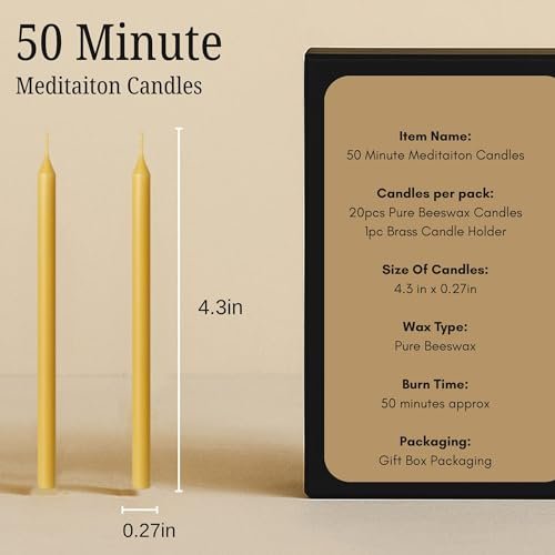 41vU7Uo96BL._SL500_.jpg Australian Made 50-Minute Pure Beeswax Candles Set of 20 with Brass Holder - Non-Toxic Stress Relief Gifts for Women. - Image 2