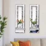 Aeveco Crystal Crush Diamond Wall Candle Sconces - Set of 2 Silver Holders for Living & Dining Rooms (Rectangle Stripe Style 4) - Image 4