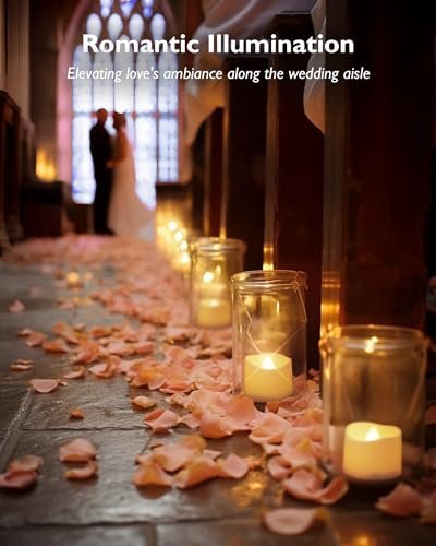 41xQ29tiHNL._SL500_.jpg Homemory 48-Pack Flameless Flickering Tea Light Candles, 200+ Hours Battery Life, Ideal for Weddings, Proposals, and Anniversaries, Ø1.5'' × H1.3'' White Base. - Image 4