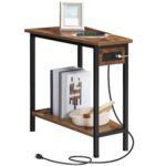 HOOBRO Wedge End Table with Charging Station, Rustic Brown Triangle Accent Table for Small Spaces - Image 9